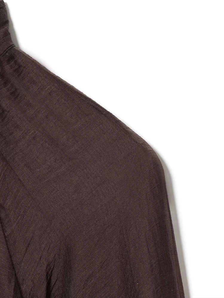 欧米風秋の新作トレンドカジュアルレディース服ゆったり長袖パフスリーブ透け感シャツ