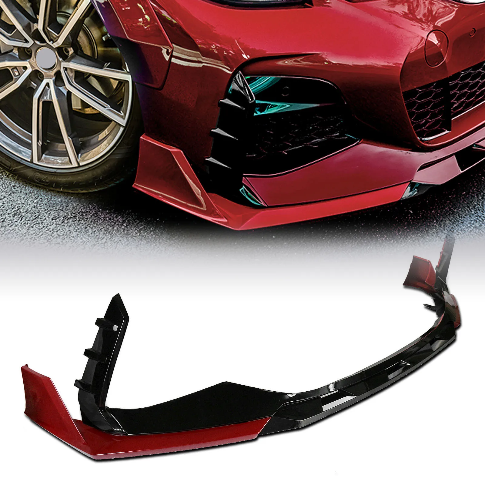 AKASAKA Front Bumper Spoiler Lip For BMW 3 Series G20 G21 G28 2019-2021 320i 325li 330i M340i M Sport Lower Splitter Blade Kit