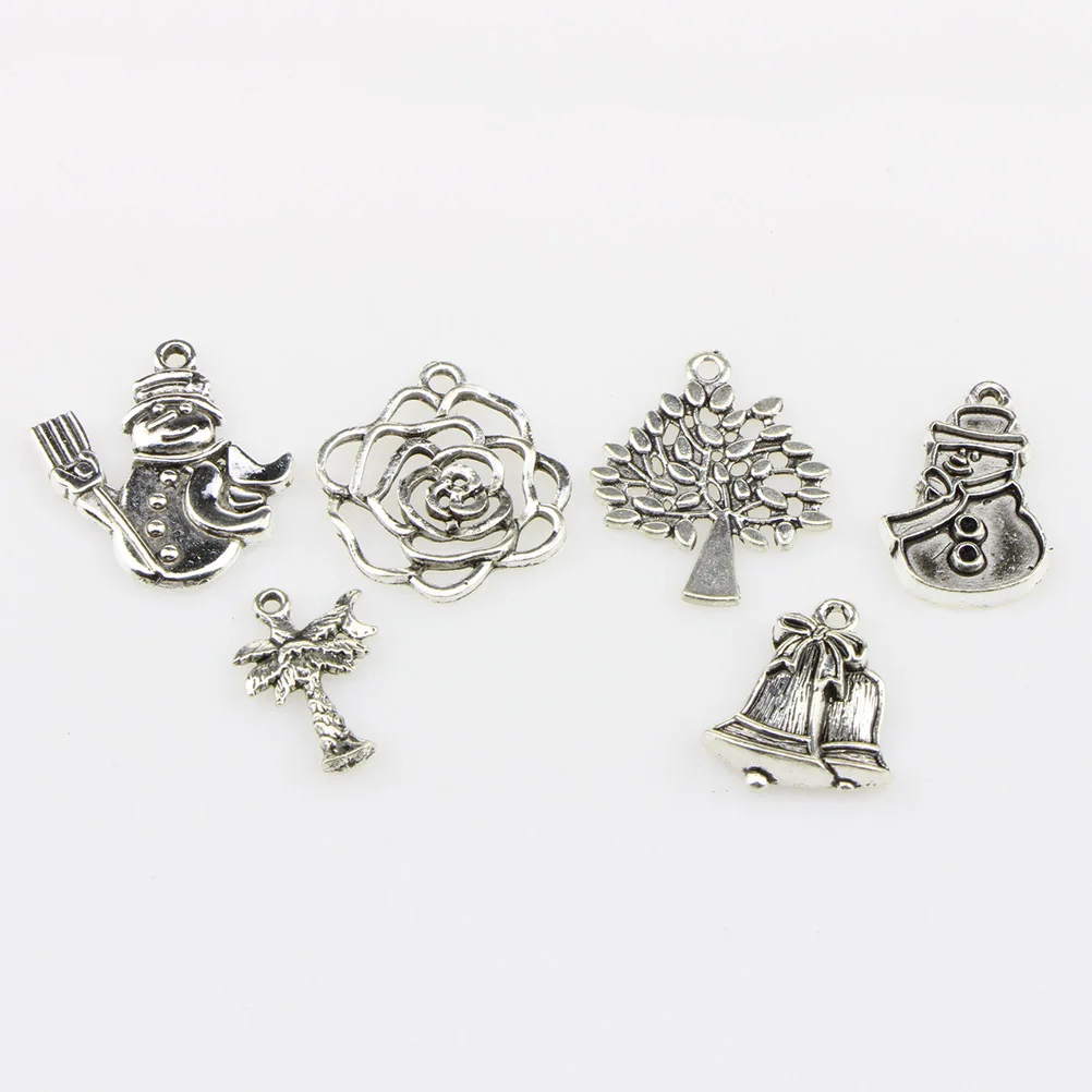 

100Pcs Alloy Pendant Beads Silver Color Mixed Accessories for Jewelry Making Necklace Bracelet Earrings Craft Supplies