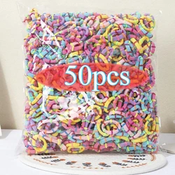 50pcs Colorful Basic Nylon Ealstic Hair Band For Girls Ponytail Hold Scrunchie Rubber Band Kid Fashion Hair Accessories
