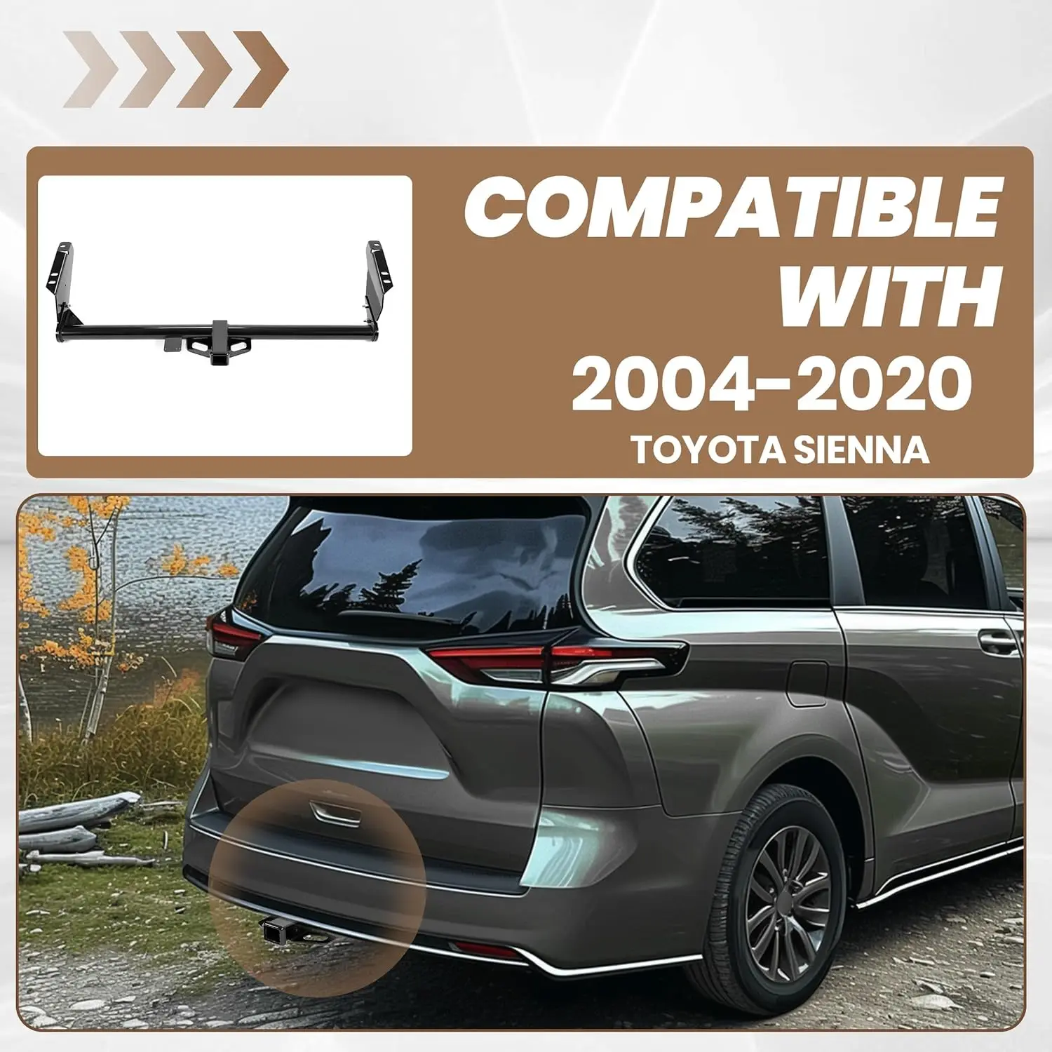 Trailer towing for 2004 - 2020 Toyota Sienna, steel, black, replacement for 75237 towing receiver