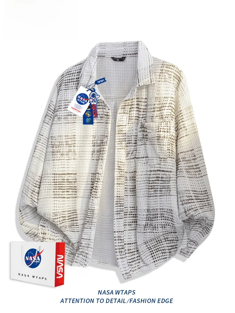 

WTAP Men's Plaid Flannel Jacket Long Sleeve Turn-down Collar Casual Shirt Premium Feel Spring Autumn Season Polyester Fiber