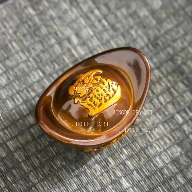 Heat Sensitive Color Changing Ingot Tea Pet Resin Dragon Pattern Yuanbao Figurine Ornament For Kung Fu Tea Tray Decoration