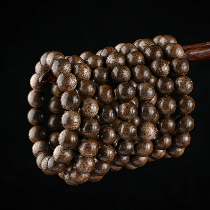Indonesian Single Ring Bracelet 12mm Men's Retro Crafts Fragrance Wooden Prayer Beads Laid-Back Bracelet Women
