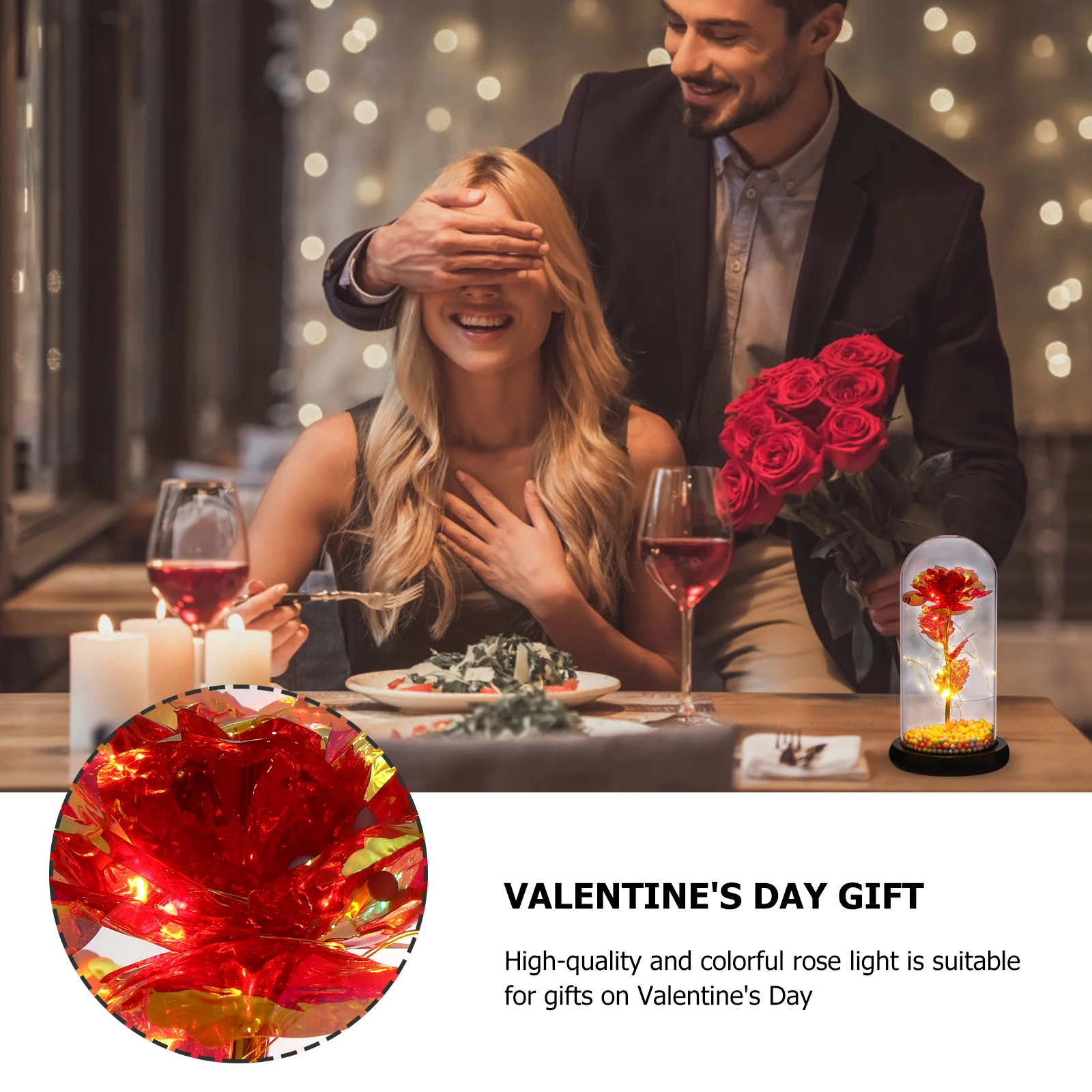 

Romantic Artificial Rose Glass Cover Lamp Warm Night Atmosphere Light for Valentine's Day Romantic Gift Rose Lamp