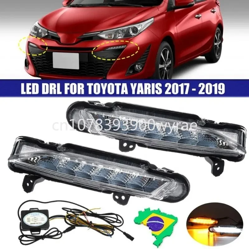 Led for To yota Yaris 2017-2019 Car Daytime Running Light With Wire 2Function Daylight Turn indicator Signal Accessories