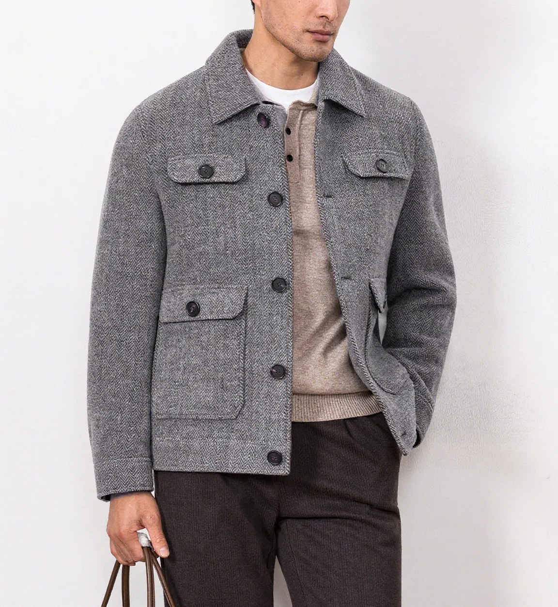 

Men's Blazers Business Casual Herringbone Elegant Boys' Suit Fashion Office Turn Down Collar Outwear Men Sports Jackets Coat