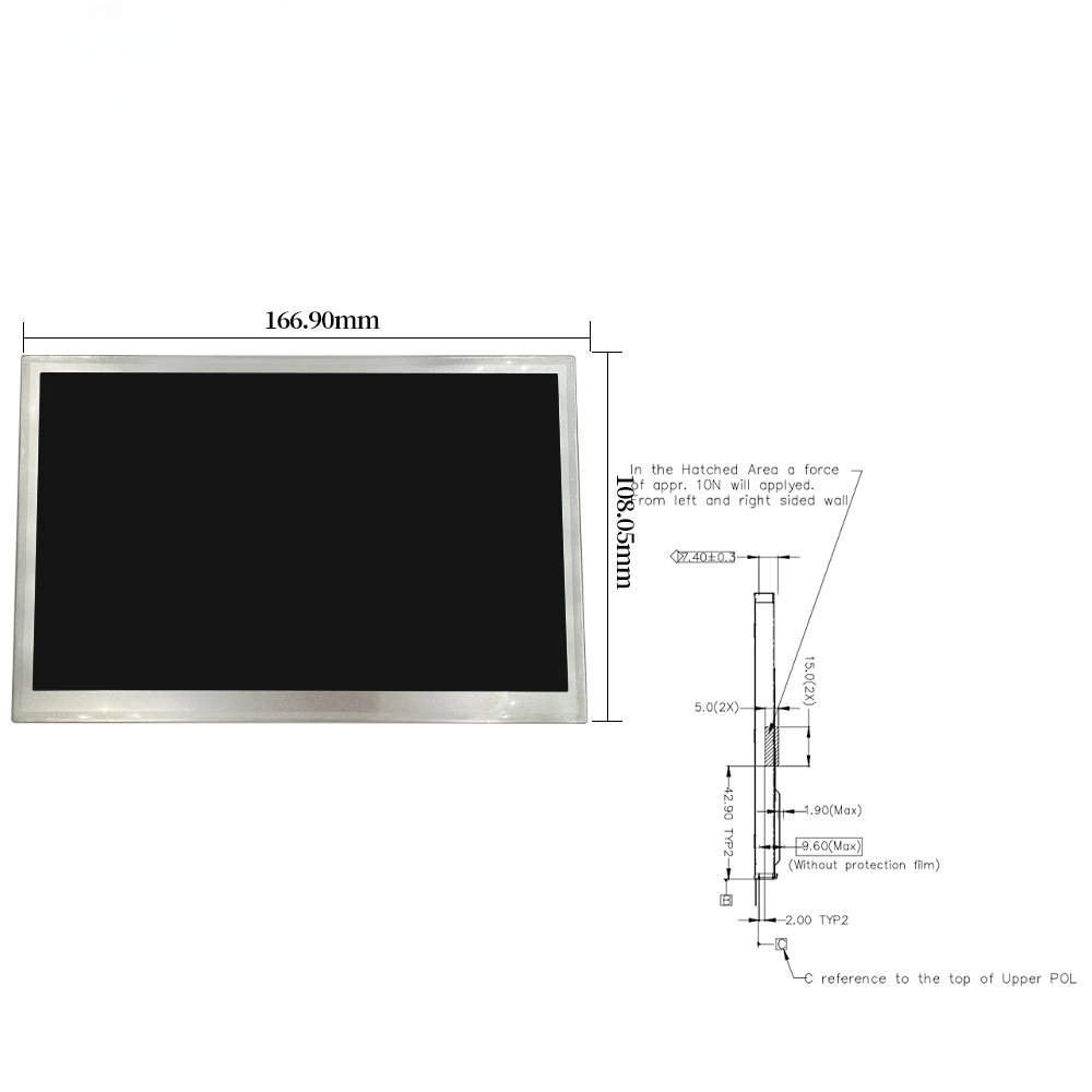 7.0-Inch 1280*768 LCD Color 1000 Brightness Wide Temperature Medical Industrial Control Display