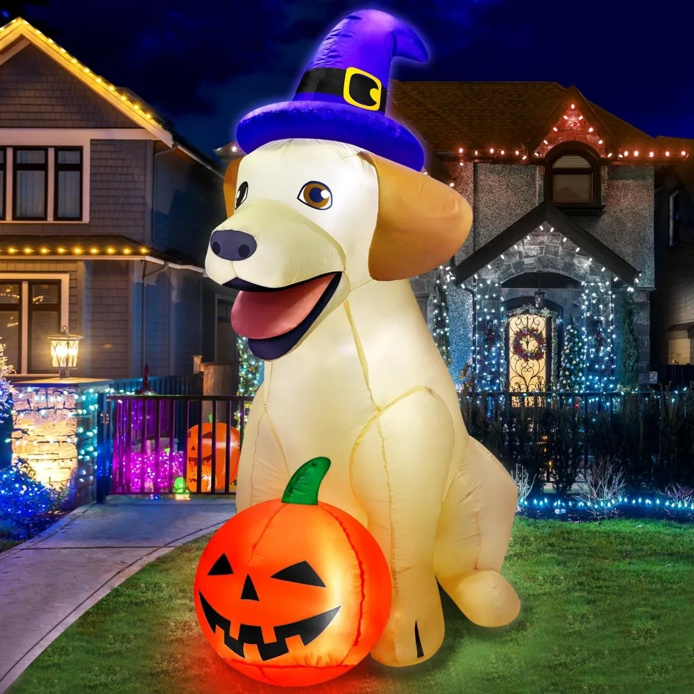 

5Ft Halloween Inflatables, Vivid Lab Dog with Build-in Bright LED Blow Up Yard Decoration, Halloween Inflatables