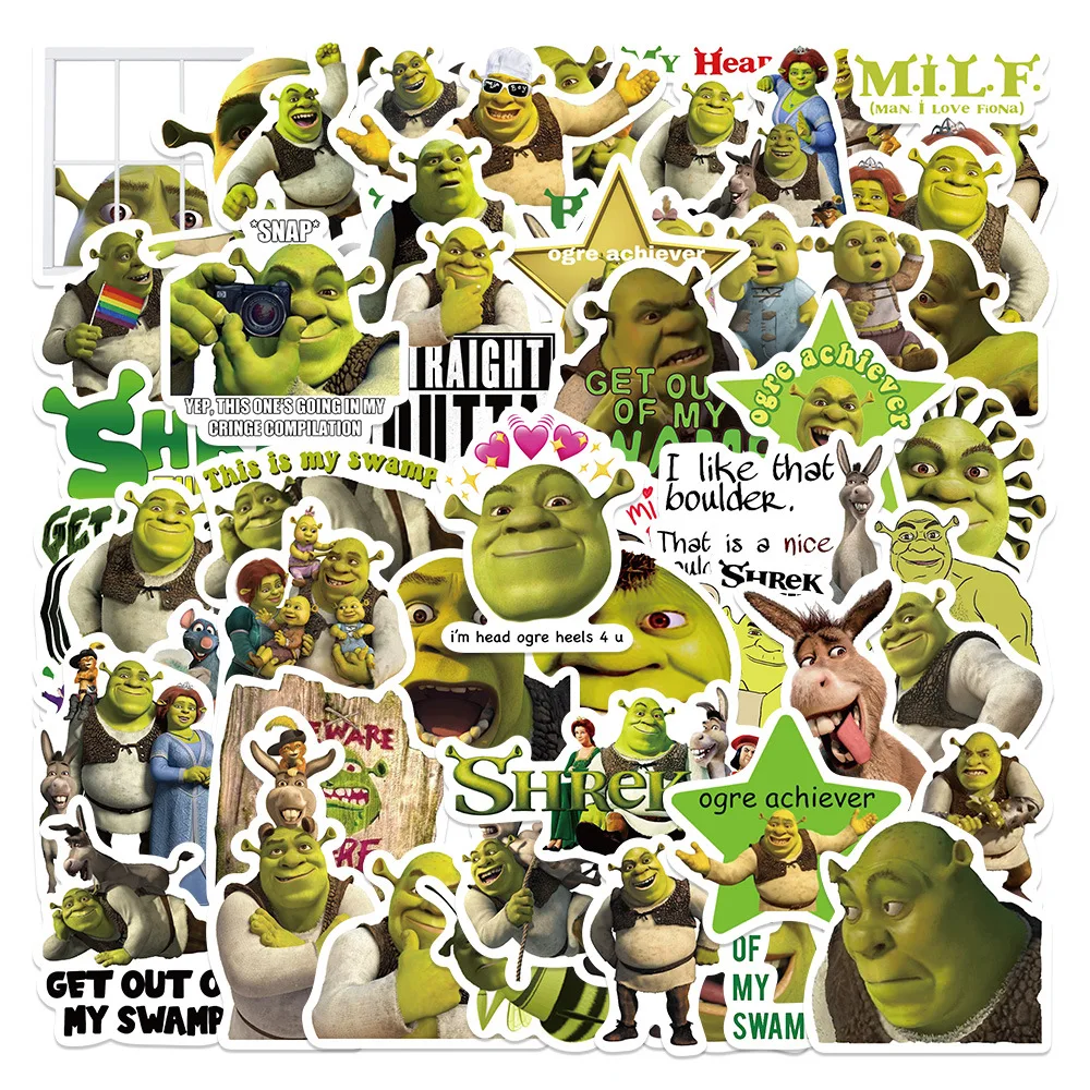52pcs Cartoon Monster Shrek Graffiti Sticker DIY Suitcase Laptop Suitcase Guitar Star Sticker Waterproof Decals