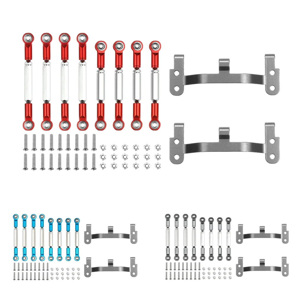 Set di aste di collegamento dello sterzo con passo in lega di alluminio per 1/16 MN WPL D90 D91 C14 C24 RC Parte di auto Accessori per auto RC Argento