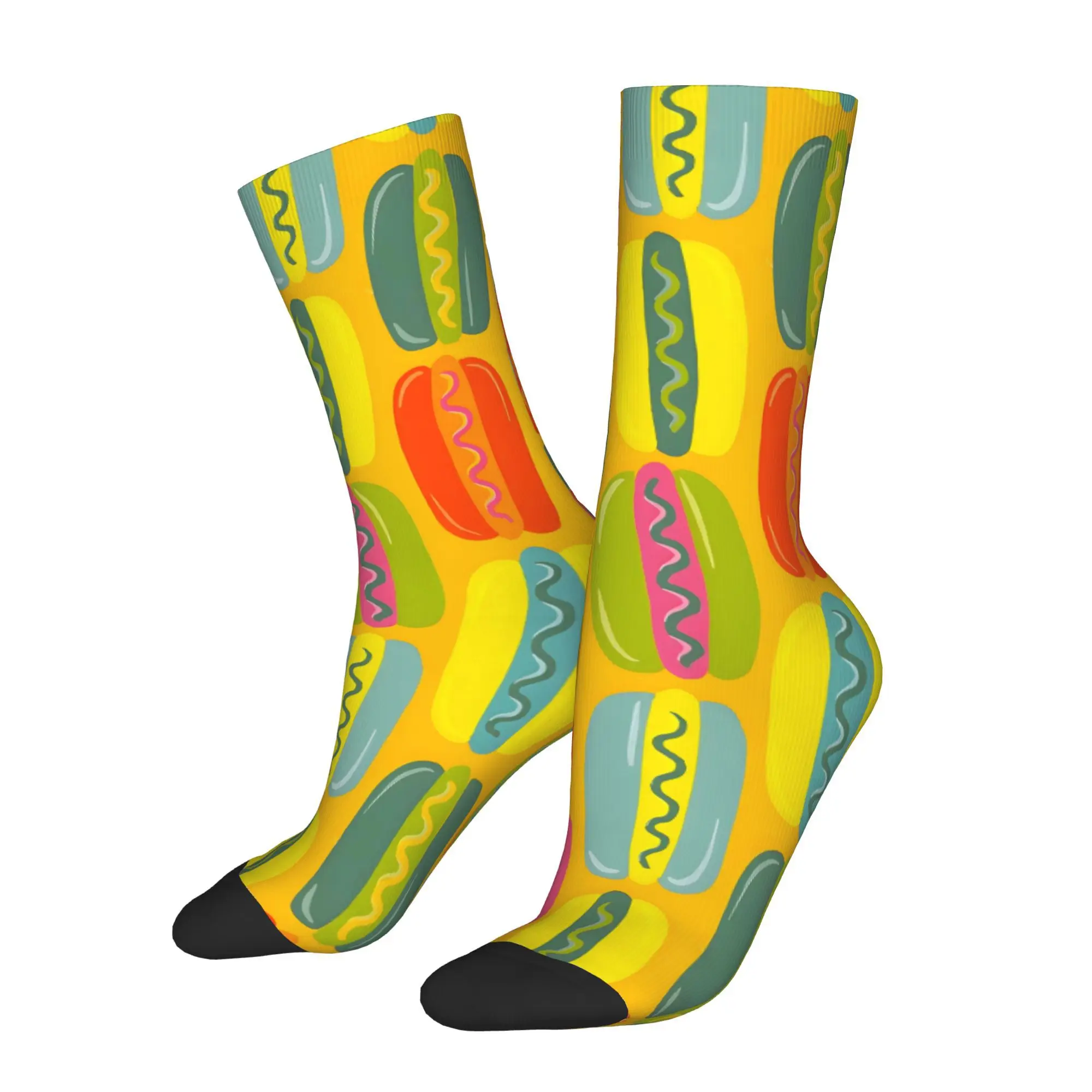 

Funny Sock for Men Rainbow Hotdogs Hip Hop Harajuku Happy Quality Pattern Printed Crew Sock Casual Gift