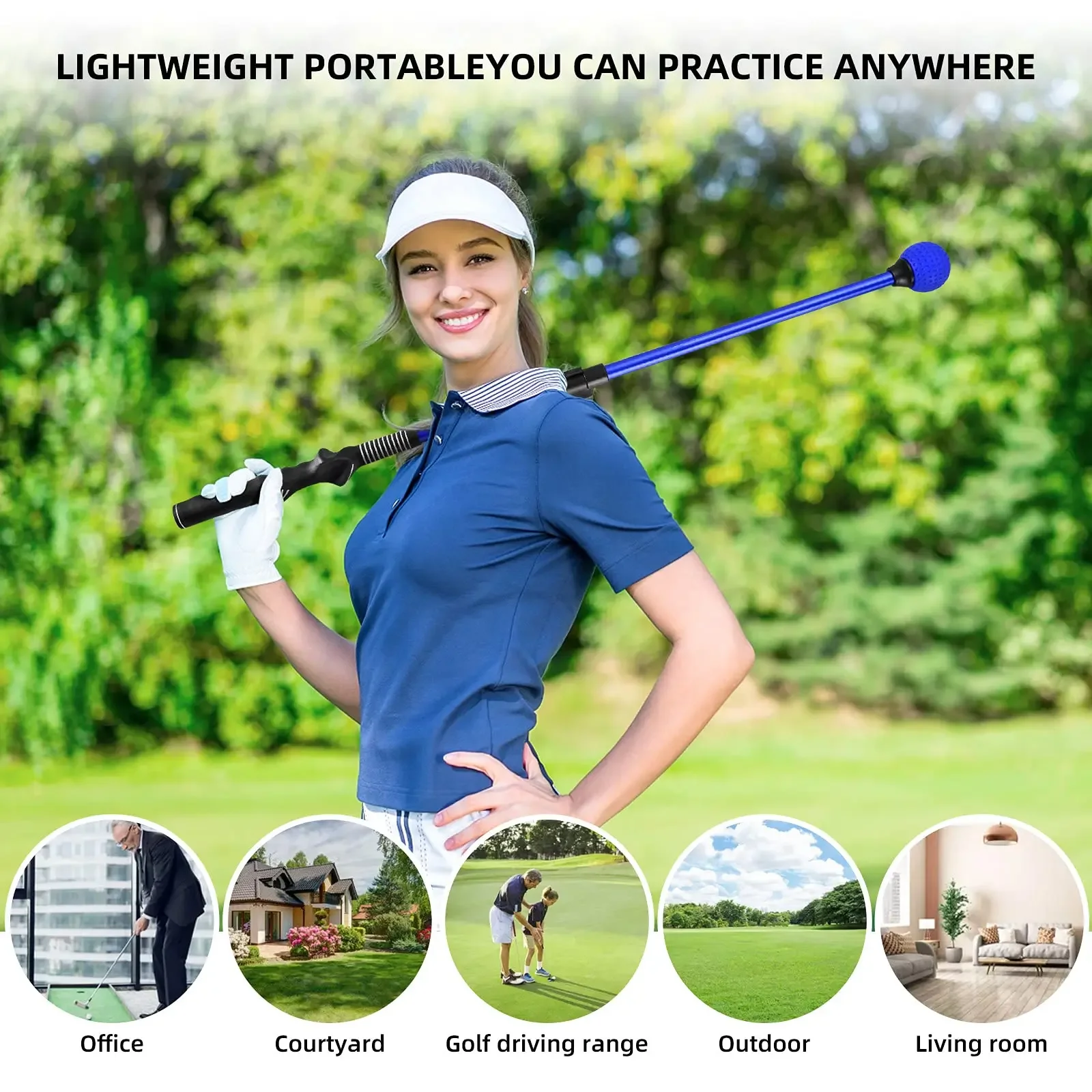 Golf Speed Strength Trainer Folding Swing Trainer Aid Adjustable Golf Training Aids for Strength Flexibility and Tempo