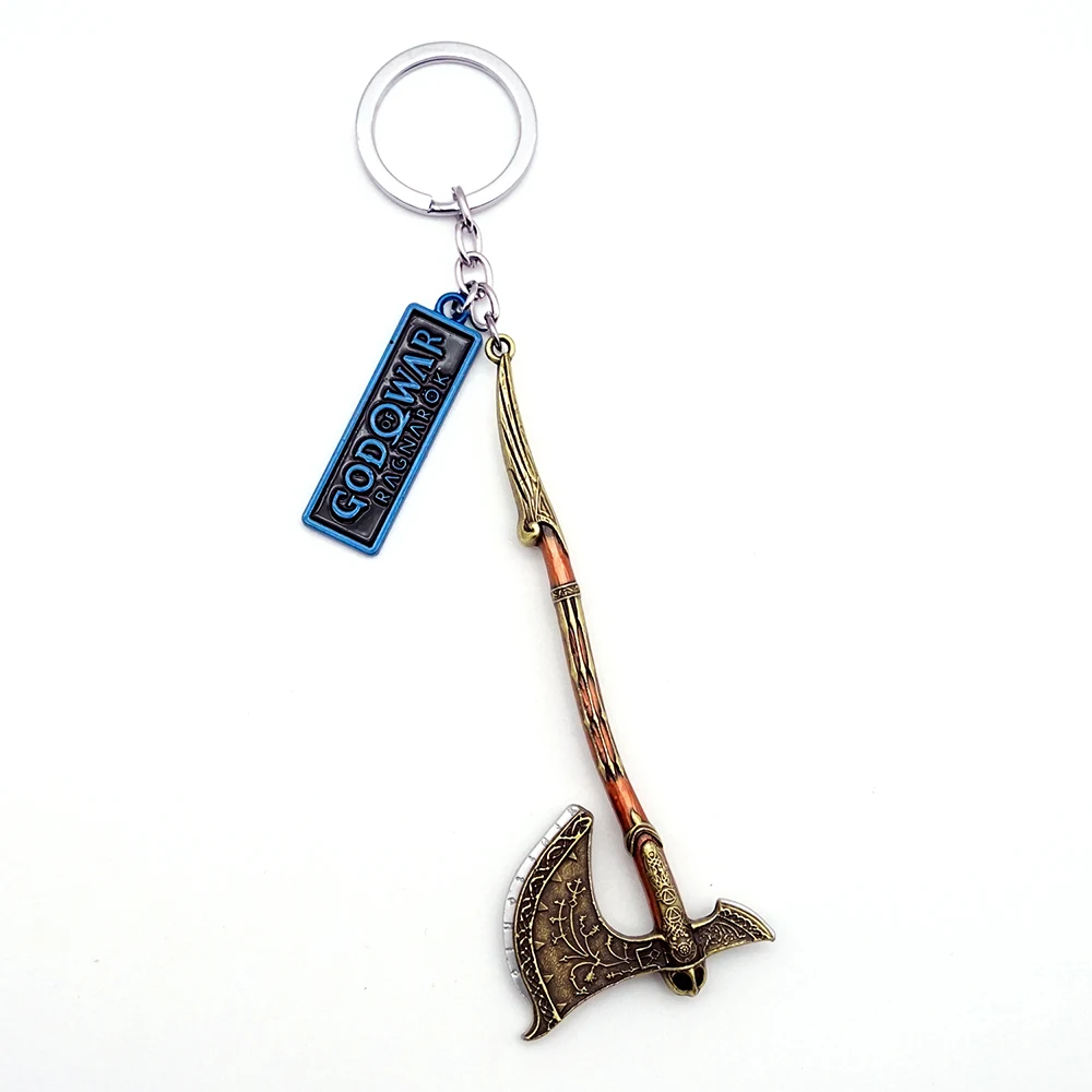 God of War 5 Hammer Mjolnir Levitan's Axe Key Chain Jewelry Set Keychain for Men Keyring Blades of Chaos Game Accessories