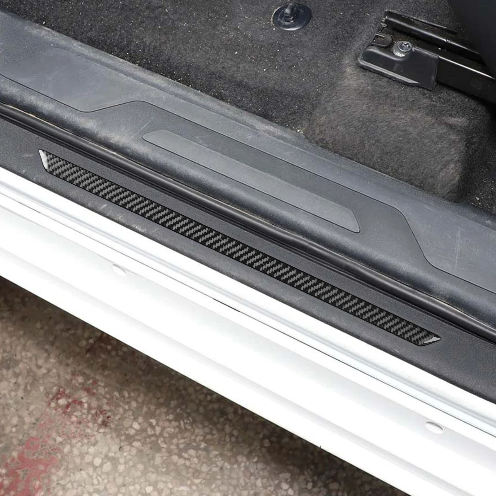 For Toyota Tundra Sequoia 2022-2024 Carbon Fiber Outside Door Sill Threshold Bar Car Accessories Exterior Cover Sticker Trim
