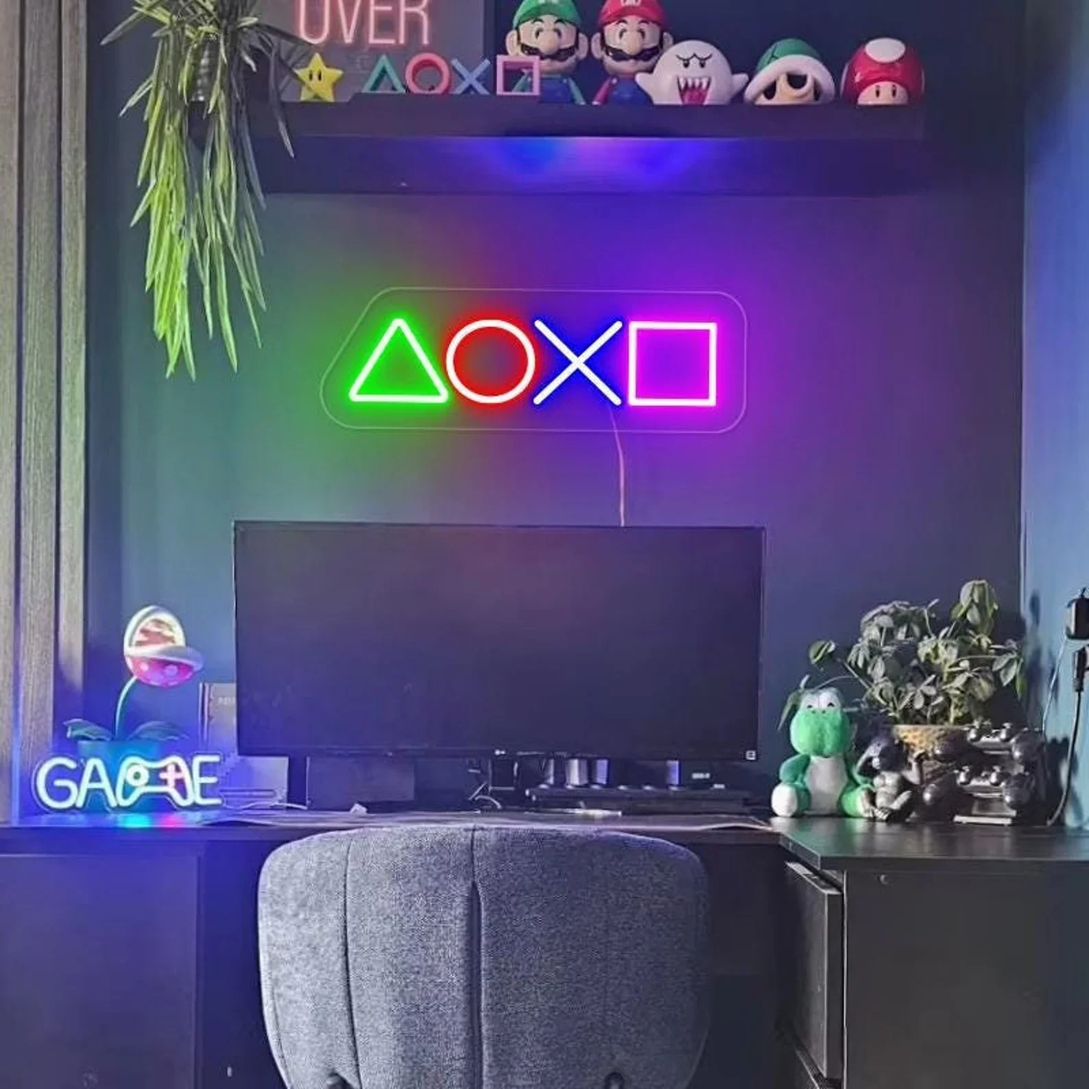 

Неоновая вывеска с игровой тематикой, декор для PlayStation, украшение для игровой комнаты, персонализированная вывеска PlayStation, декор в игровом стиле, подарок для любителей игр