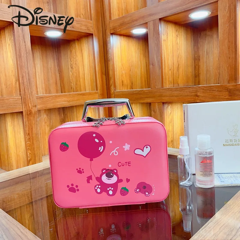 Disney 2023 New Makeup Bag Fashion High Quality Waterproof Makeup Case Cartoon Large Capacity Portable Storage Box with Mirror