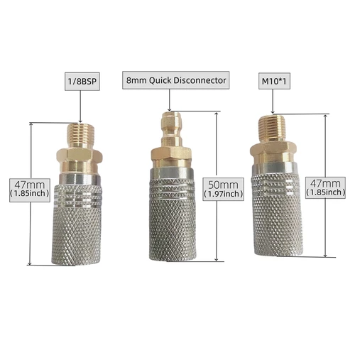 Imagen 1 del producto Enchufe adaptador de liberación rápida de carga de aire extendido de alta presión, 2 piezas, con 1/8 BSP(G1/8), Rosca M10 o enchufe de acoplamiento de relleno de 8mm