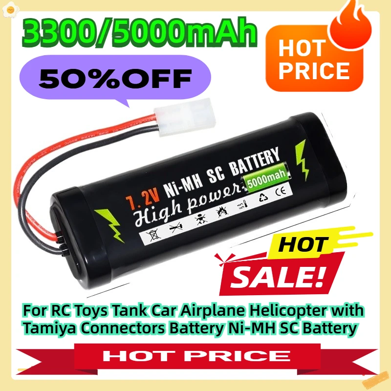 

For RC Toys Tank Car Airplane Helicopter with Tamiya Connectors 7.2 V Battery 7.2V 3300mAh/5000mAh Ni-MH SC Battery