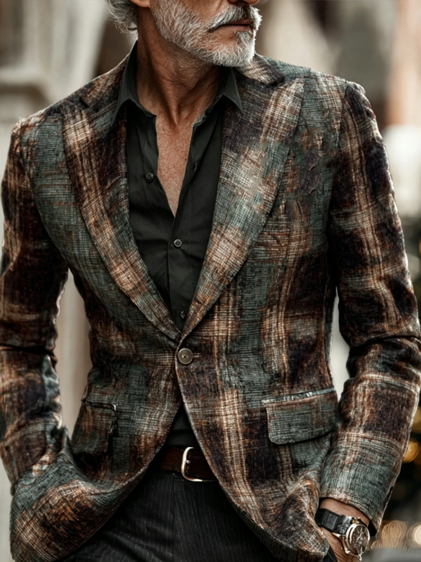 Luxury Vintage Plaid Tweed Blazer Suit Set 3 Piece Mens Wool Jacket Vest Pants Wedding Groom Party Custom Made M264394 view 2