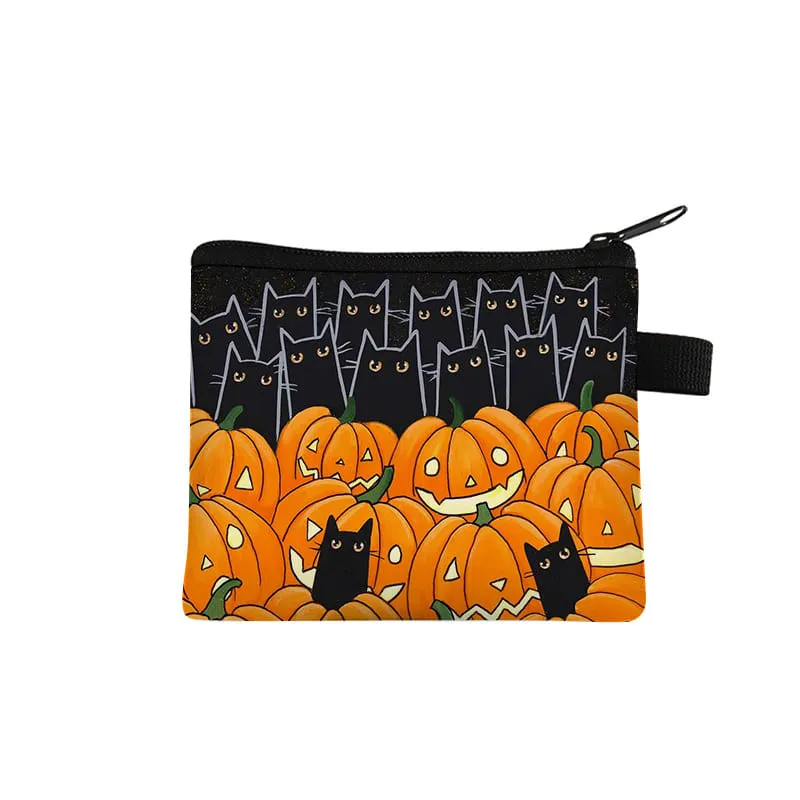 Katzen-Kürbis-Geldbörse, niedliche Geldbörse für Jungen/Mädchen, Kinder, beste Geschenke, 2D flache Cartoon-Aufbewahrungstasche, Münzgeldbörse