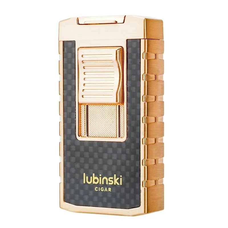 LUBINSKI Portable Outdoor Windproof Metal Double Fire Direct Spray Cigar Lighter For Men\'s Essential High End Gift Lighter