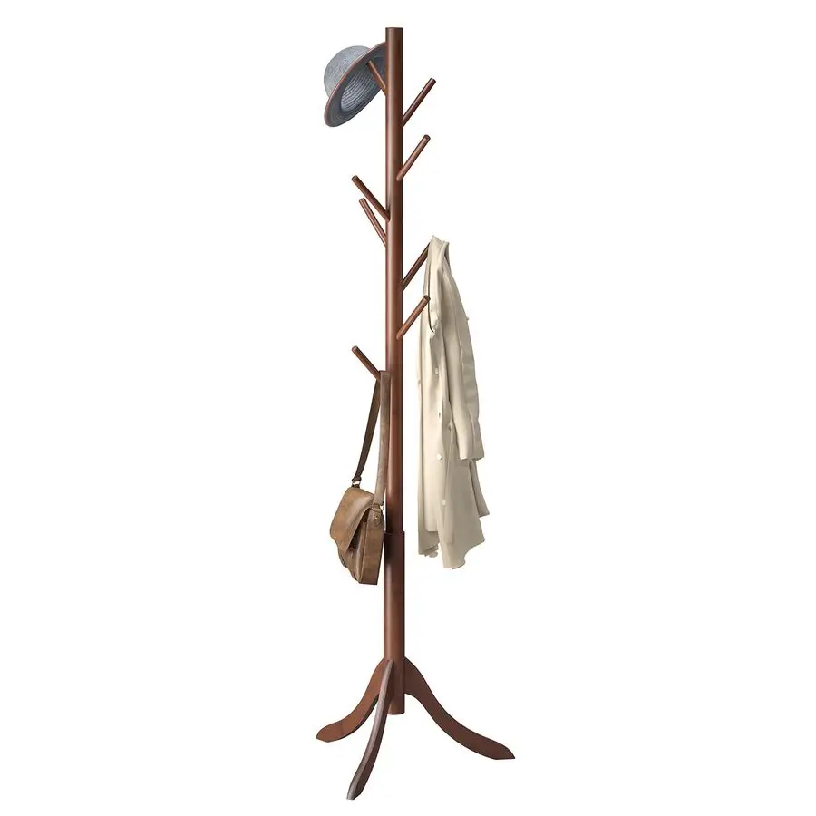 

Rack Freestanding, Coat Stands Entryway, Bamboo Coat Rack Hat Hanger 8 Hook for Jacket, Purse, Scarf Rack, Umbrella Tree Stand B