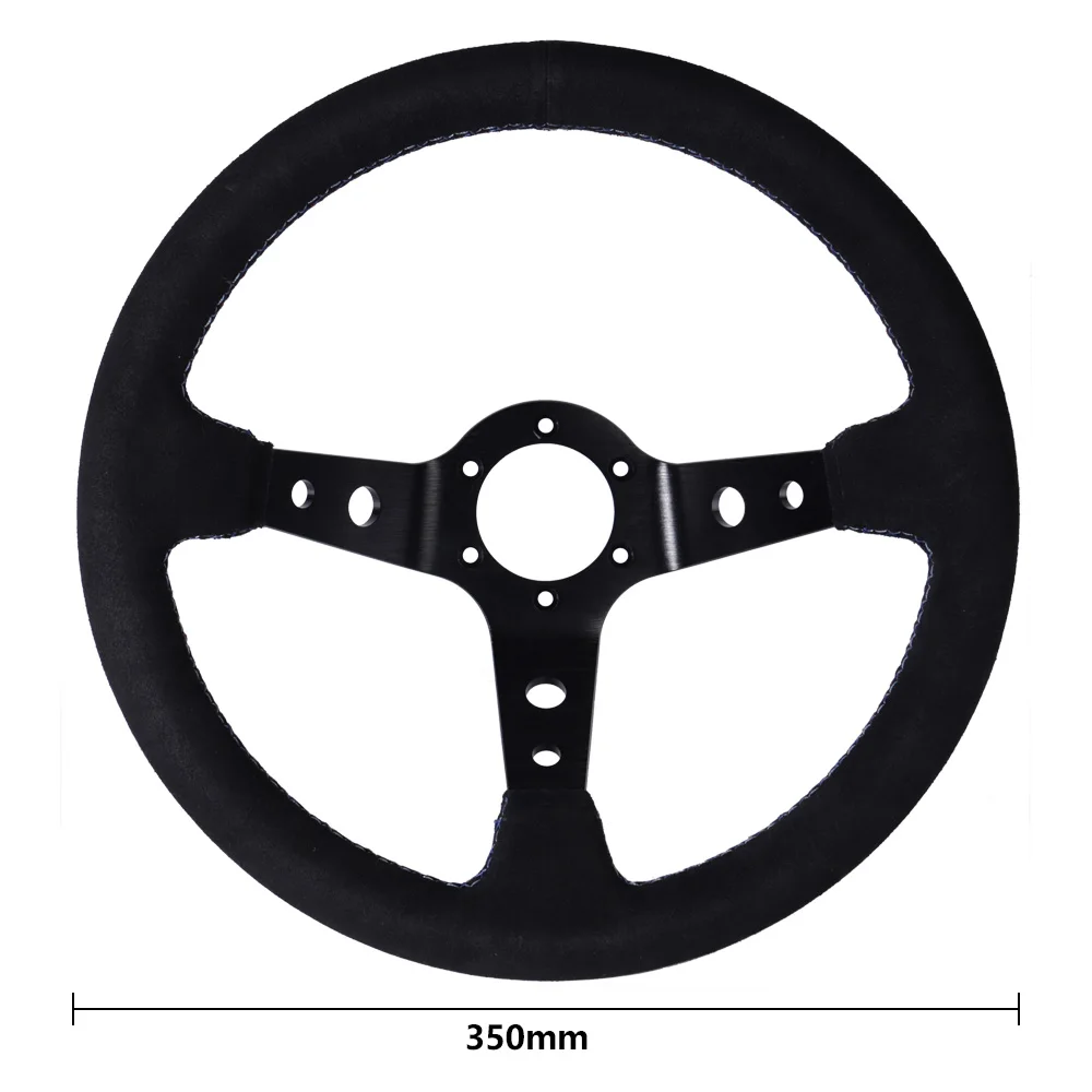 350mm Sport Steering Wheel Suede Leather Deep 90mm 14Inch Racing Drift Steering Wheel Universal