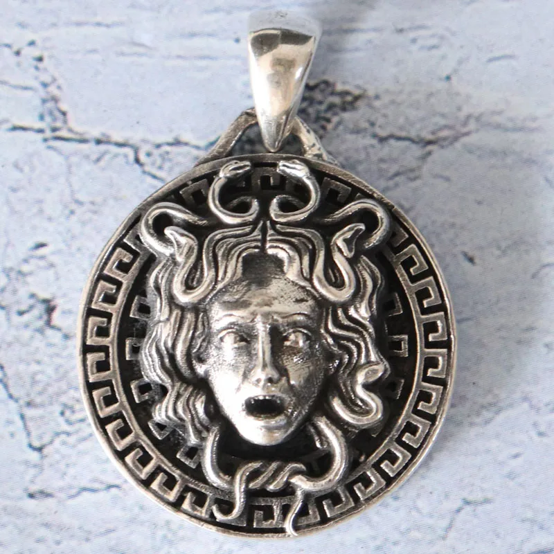 11g 3D Fabulous Medusa Gorgon Art Relief Pendant Customized 925 Solid Sterling Silver Pendant