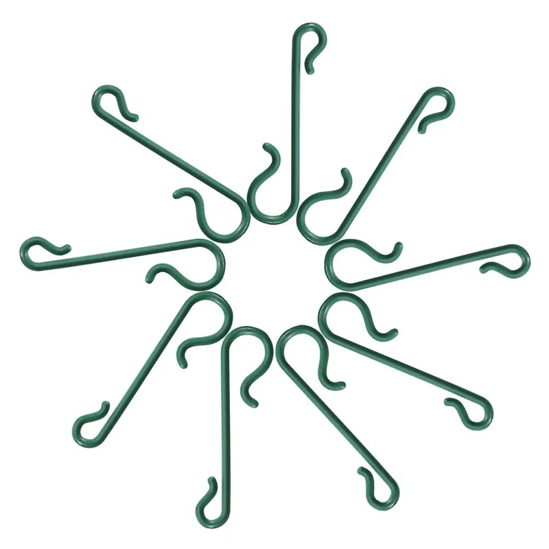 

100 Packs Plastic Green Bauble Hooks For Hanging Christmas Tree Decorations,Christmas Wreath,Ornament And Lights Hangers