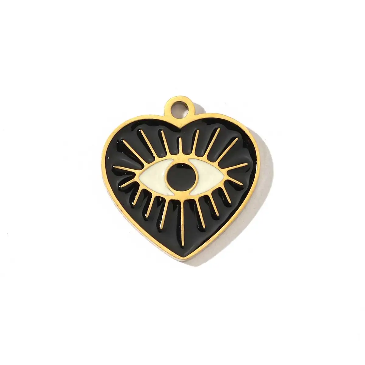 3pcs/Lot Religious Stainless Steel Enamel Eye Cross Hamsa Hand Charms Heart Triangle Stone Necklace DIY Small Pendant Wholesale