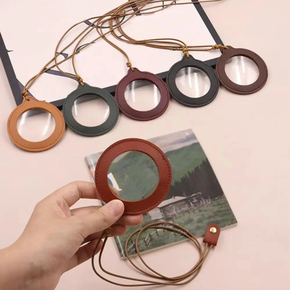 Portable Magnifier with Protective Case Simple Vintage Magnifier with Leather Case Leather Strap Handmade