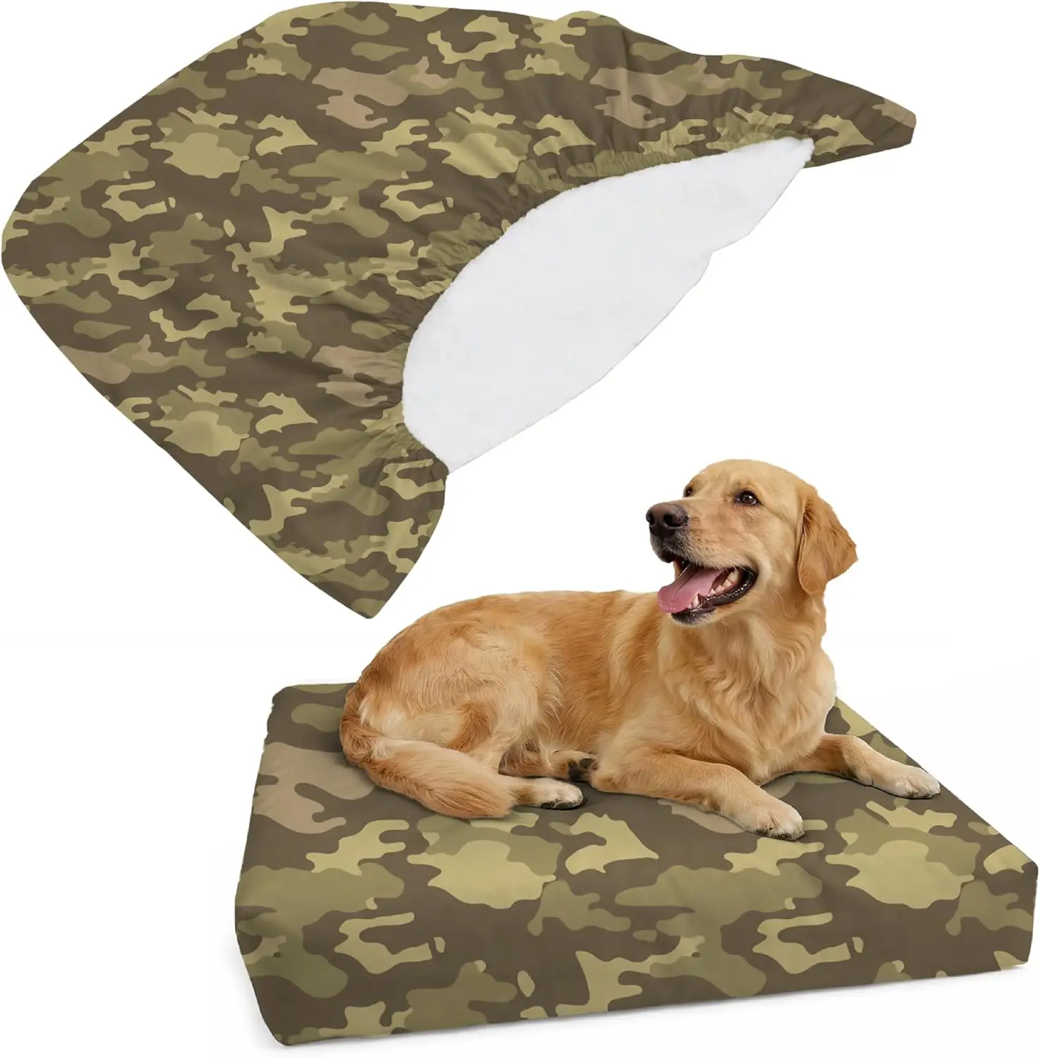 

Чехол для лежанки для животных Furever Camo - эластичный, мягкий, универсальный, легко снимается (без молнии) - камуфляж/большой размер