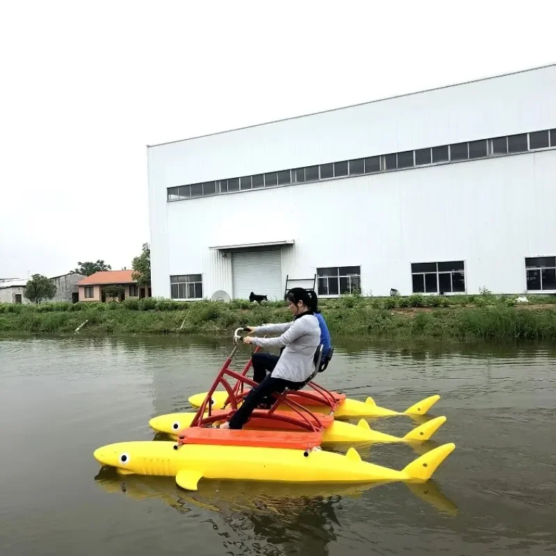 Water Play Equipment Plastic LLDPE Shark Pedal Boat Adult Water Powered Bike For Sale