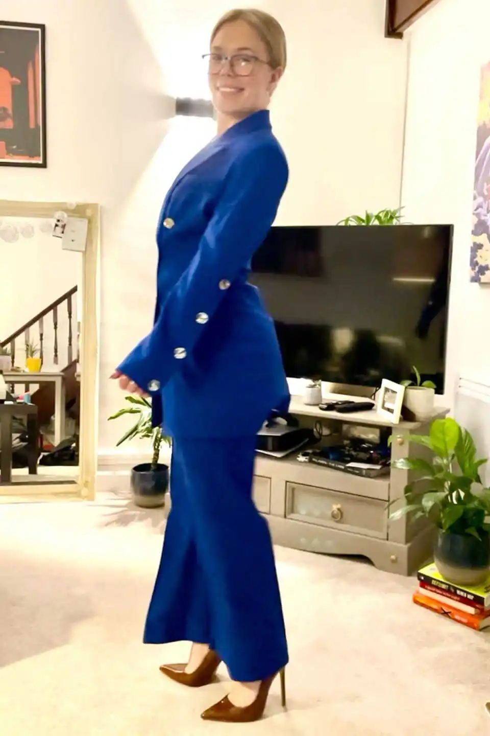 Simple Loose Women Suits Wide Leg Pant Double Breasted Blazer Fashion Office Lady Suit Customized Prom Party Outfits