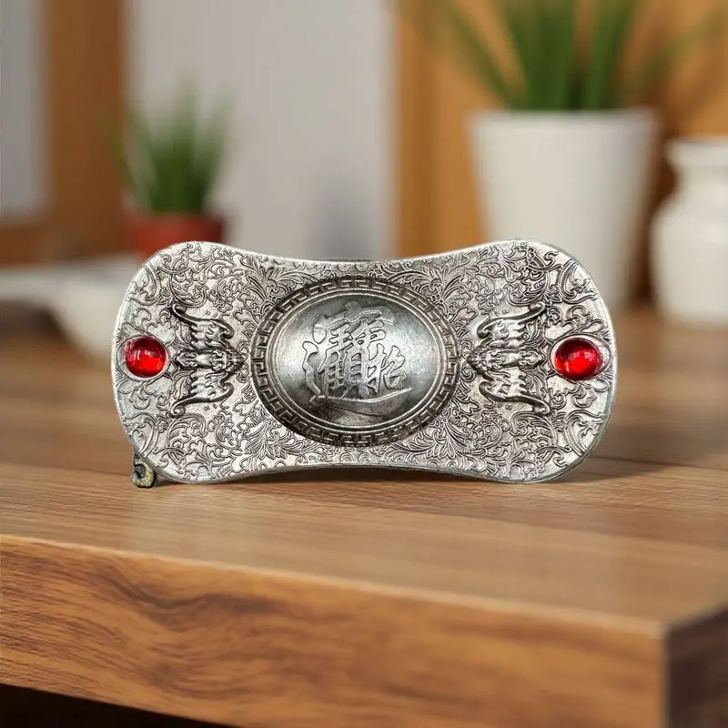Collectible Money-Attracting Gemstone Ingot Ornament with Character Xuan on the Bottom