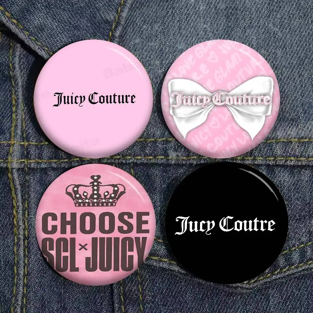 J-Juicy-Couture Y2K-Glam 58mm Cute Series Pins Funny Badge Interesting Cartoon Animals Brooches Backpack Clothes Gift Accessory