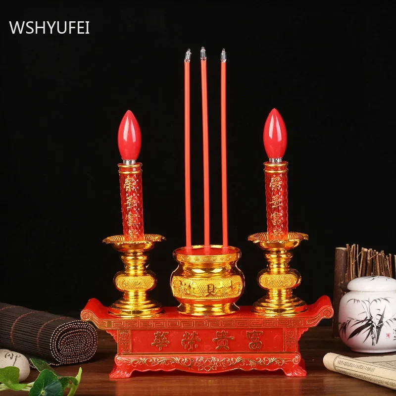 Used for Buddhist Red Candle Holder Home Decoration Vintage Candlestick Decor Buddhist Hall Enshrined