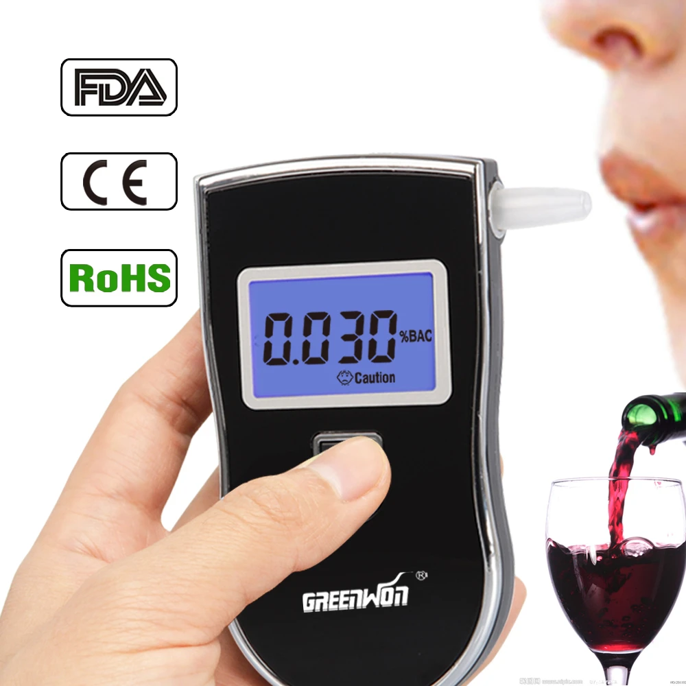 2023 NEW AT-818 Professional Police Digital Breath Alcohol Tester Breathalyzer Analyzer Detector Practical AT818 Dropshipping