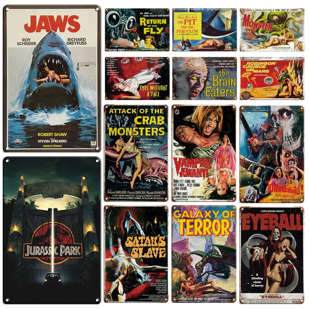 INEED Metal Tin Poster Horror Film Vintage Movie Tin Sign for Bar Pub Cafe Garage Room Home Wall Decor Movie Poste ﻿