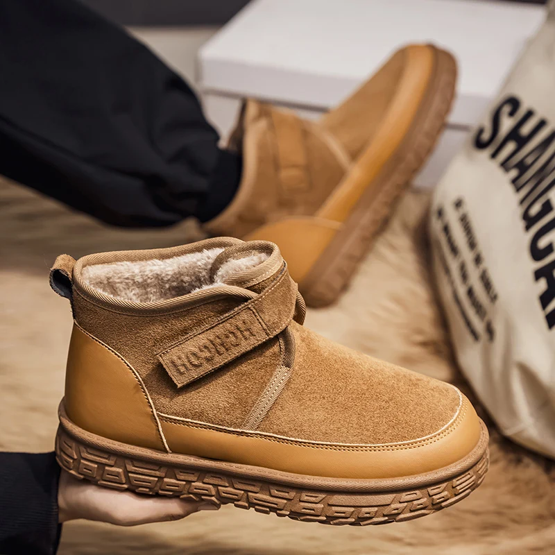 

Classic Fashion Yellow Winter Shoes for Men Comfortable Flat High-top Shoes Men Warm Plush Casual Shoes Man zapatos de hombre