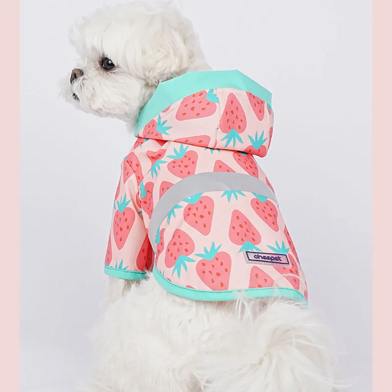 New Pet Cute Raincoat Printed with Fruit Waterproof Windproof Leakproof Puppy Coat Small Medium Dog Jacket Puppy Dog Accessories