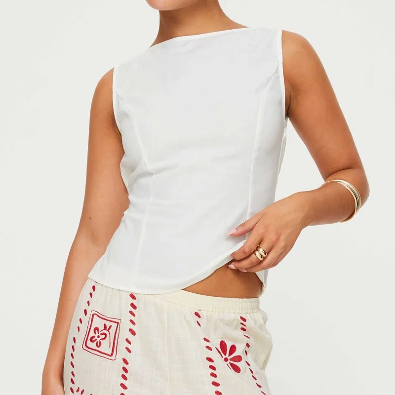 Vrouwen Zomer Crop Tank Tops Ronde Hals Mouwloos Verstelbare Grote Strik Gebonden Uitsparing Open Rug Slim Fit Vest Streetwear