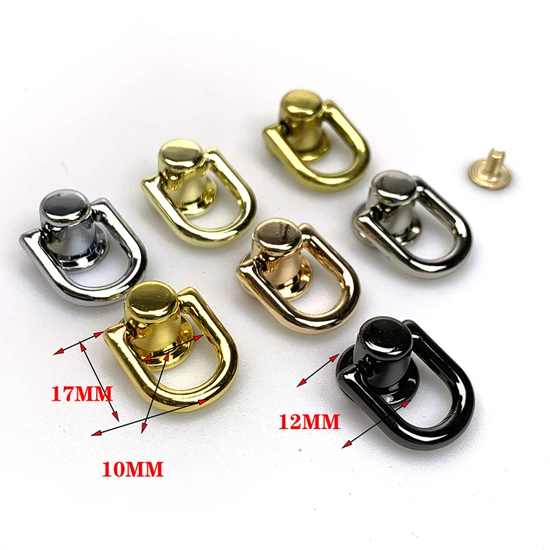 2PCS Hardware Parts D-shaped Ring Bag Side Clip Buckles Retro Metal Double D Buckle Handbag Chain Handles Connector Bag Strap