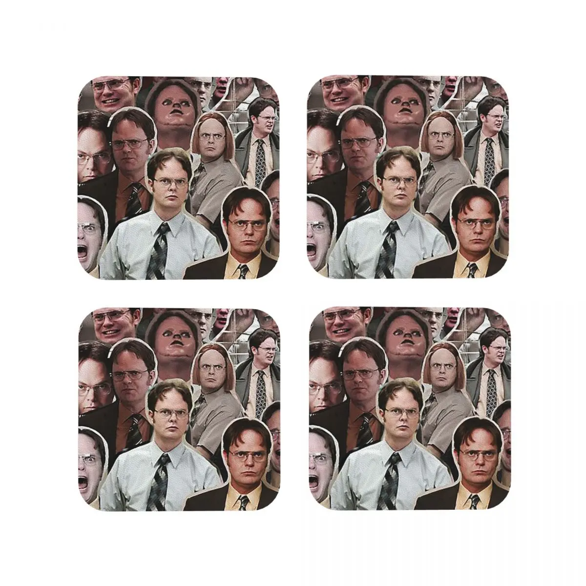 Dwight Schrute - The Offic Coasters Kitchen Placemats Waterproof Insulation Cup Mats For Decor Home Tableware Pads Set of 4