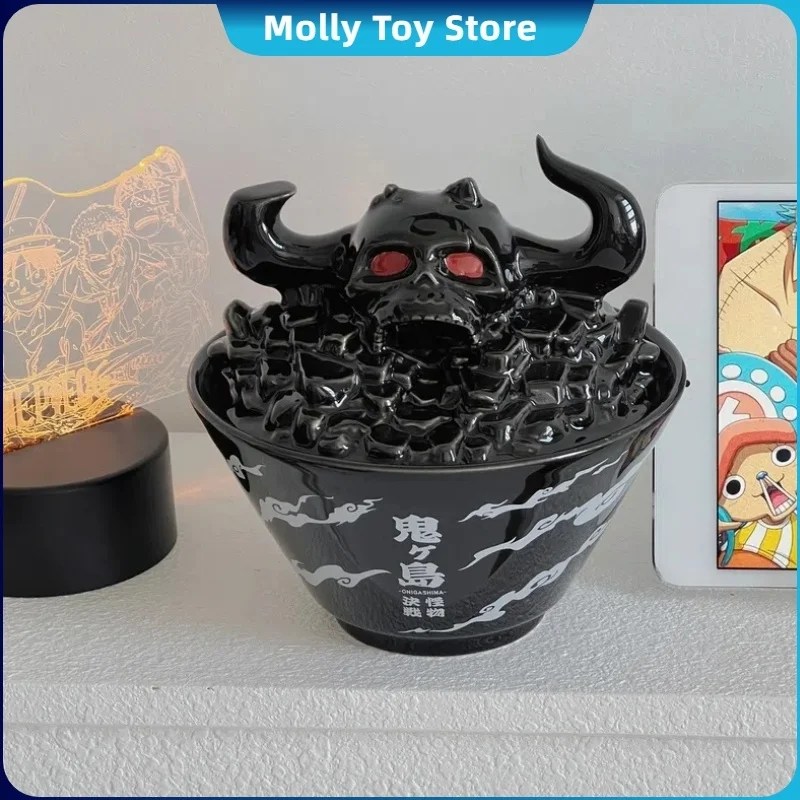 One Piece Character Peripheral Ceramic Ramen Bowl Luffy Vs Caddo Ghost Island With Cover Bowl Large Capacity Household Soup Bowl