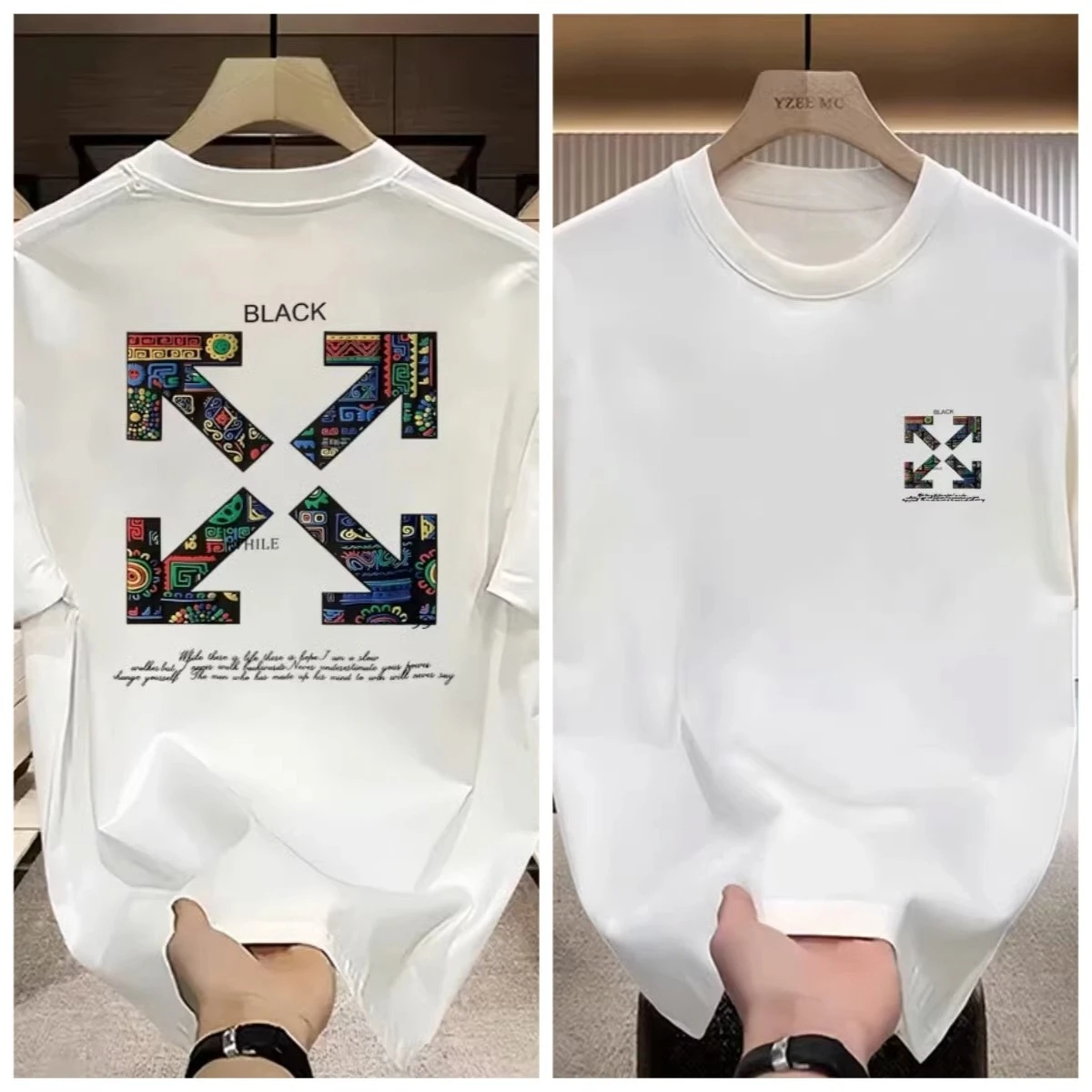 تي شيرت عصري جديد مطبوع بأحرف فضفاضة للأزواج، رقبة دائرية، نصف كم كاجوال ومتعدد الاستخدامات