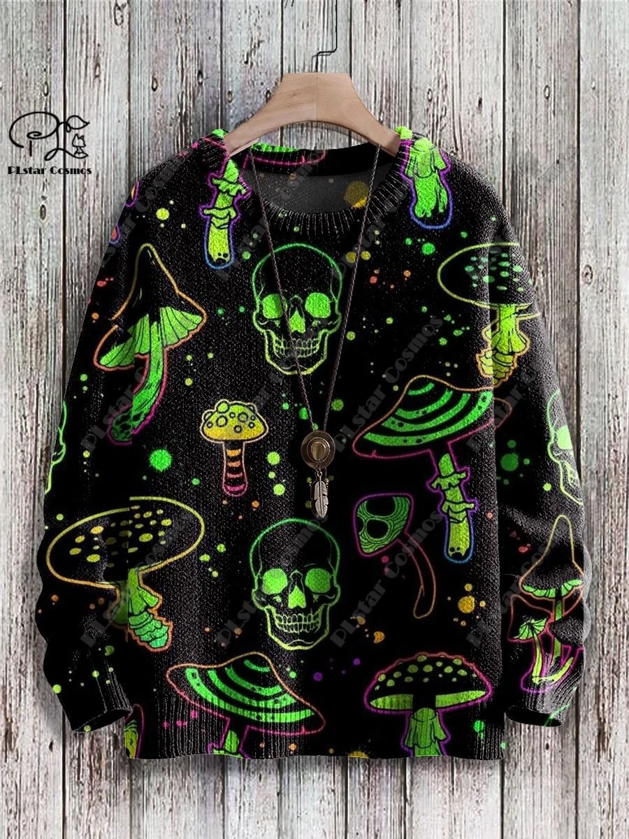 

PLstar Cosmos New 3D Printed Horror Series Colorful Skull Pattern Ugly Sweater Winter Street Casual Unisex K1