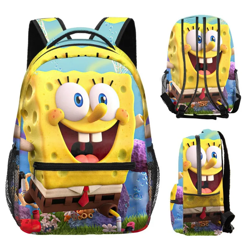 SpongeBob Kawaii plecaki dziewczęce chłopięce tornister o dużej pojemności dwustronny nadruk plecak szkolny Cartoon torby na laptopa Mochila