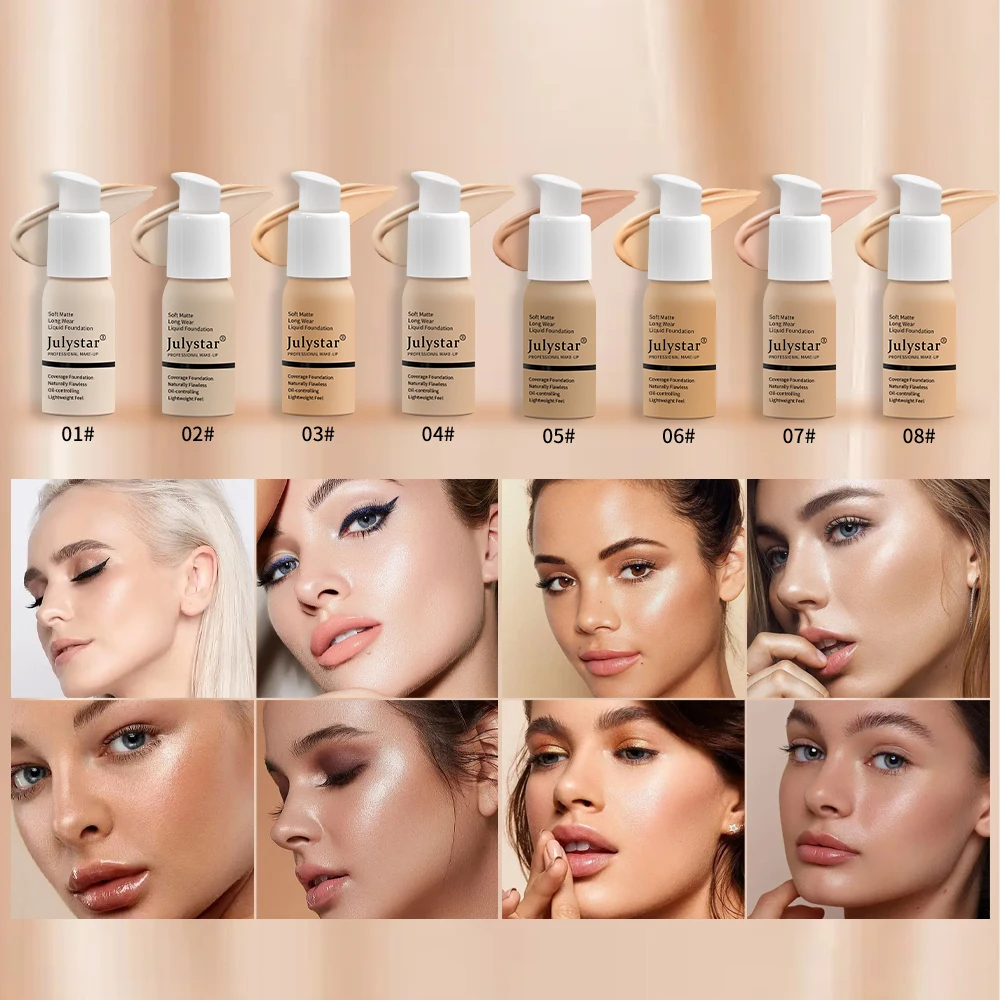 

10-Color Oil-Control Foundation Cream Long-Lasting Makeup Base Concealer Non-Caking Beauty Skincare Cosmetics